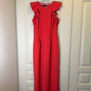 J. CREW Women's Red Sleeveless Ruffle Crepe Jumpsuit Size 4